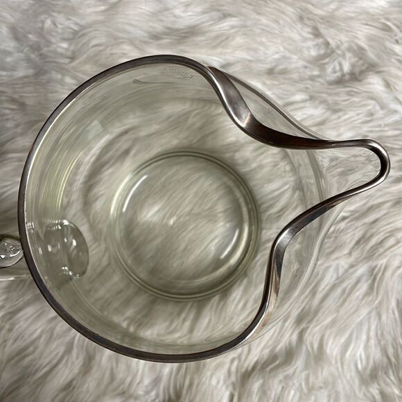 Etched Glass Pitcher with Silver Rim, Glass Handle , Large - Picture 5 of 6